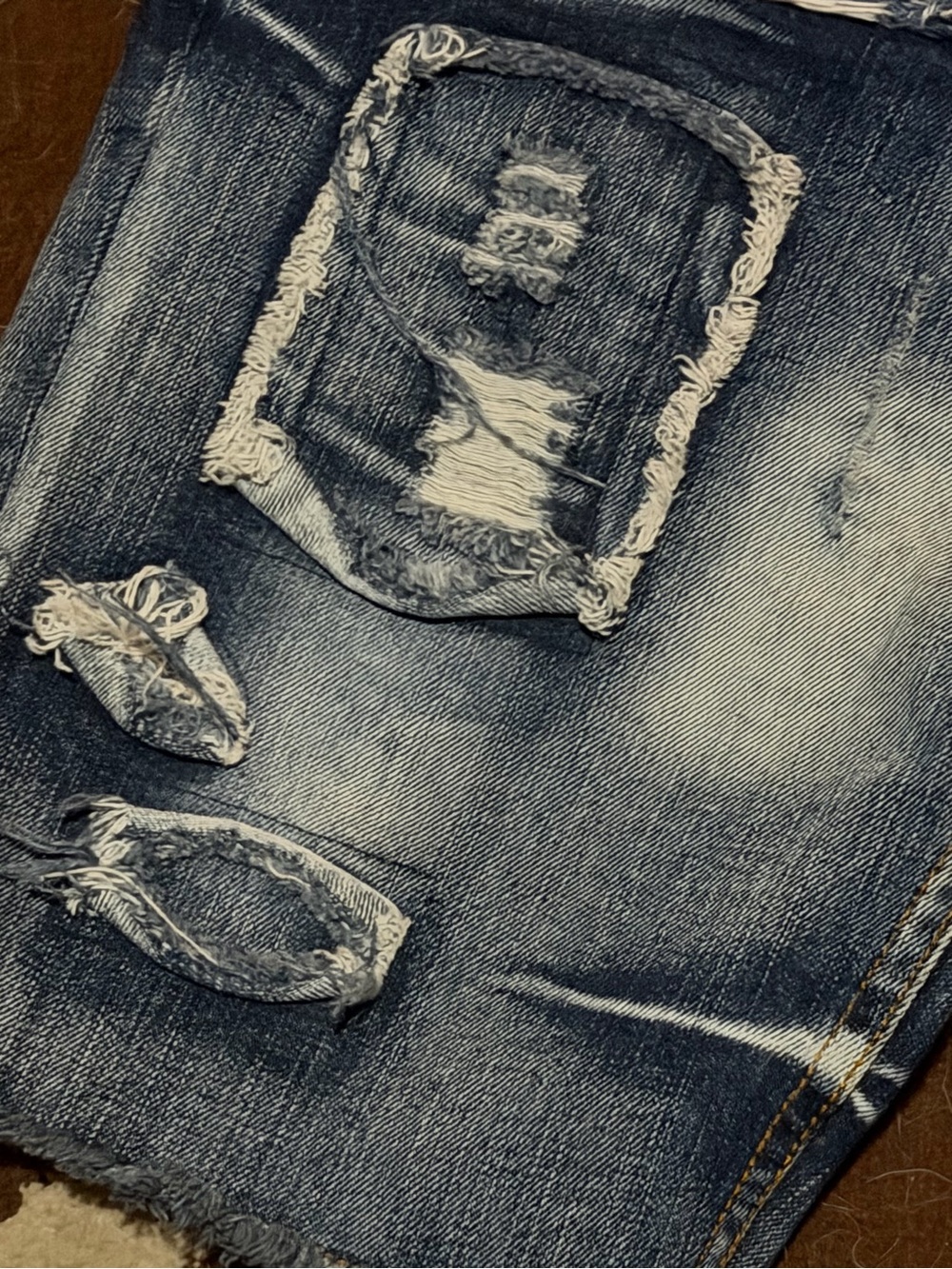 Distressed Dark Blue Men's Denim House Shorts - Picture 3 of 13